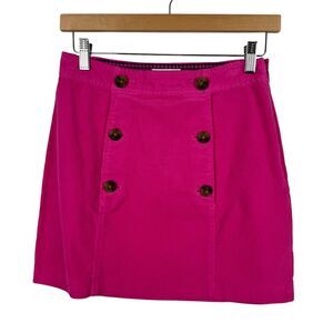 Vineyard Vines Womens Corduroy Mini Skirt Sz 00 Hot Pink Button‎ Front Casual